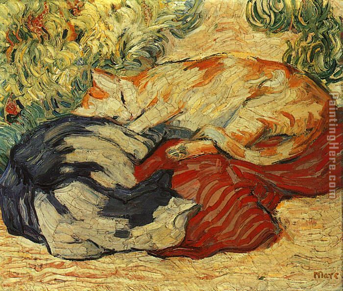 Cats on a Red Cloth painting - Franz Marc Cats on a Red Cloth art painting